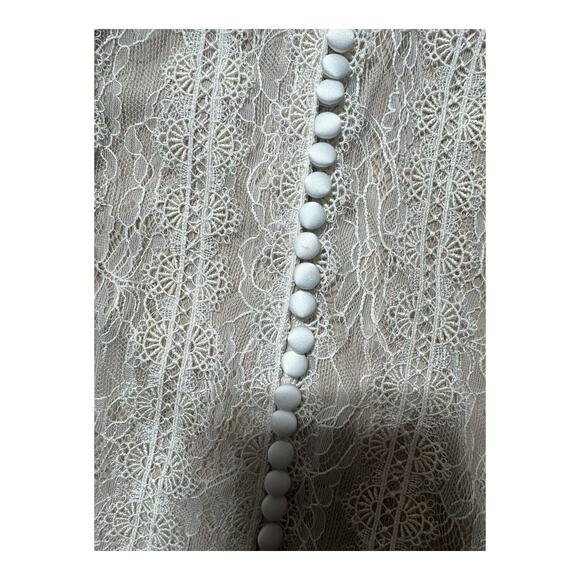 ALICE + OLIVIA WOMENS 2 RHEBA RUFFLE LACE BLOUSE CREAM IVORY BEIGE COQUETTE - Picture 5 of 7